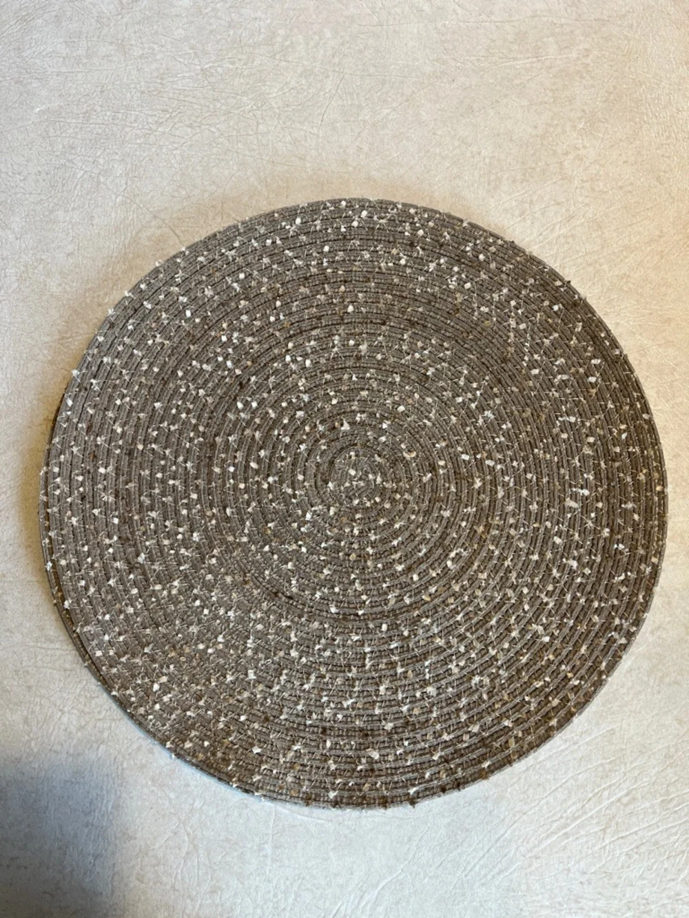 4 Round Taupe and cream Braided Table Placemat